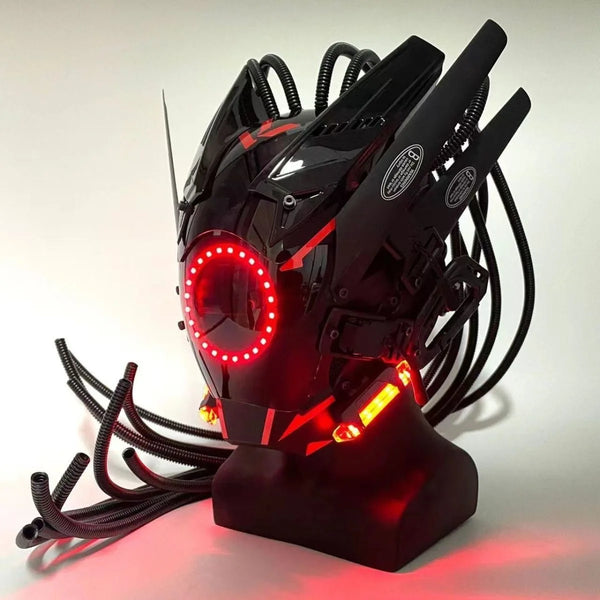 Cyberpunk Mechanical Helmet Mask Red